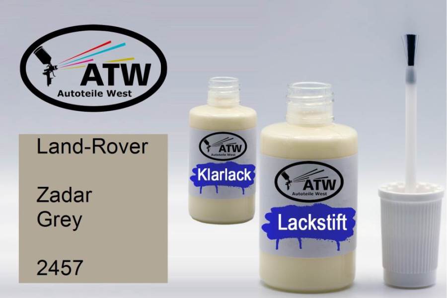 Land-Rover, Zadar Grey, 2457: 20ml Lackstift + 20ml Klarlack - Set, von ATW Autoteile West.